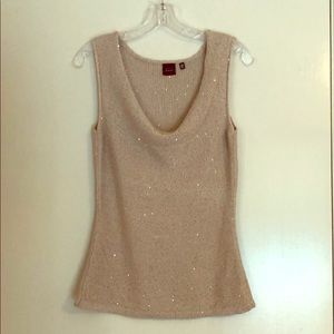 Saks Fifth Avenue Black label knit beige tank top